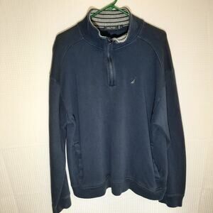 Nautica Men’s XL Blue 1/4 Zip Sweatshirt Cotton Pullover Preppy Casual Logo